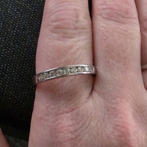 Classic Silver Diamond Channel-Set Band